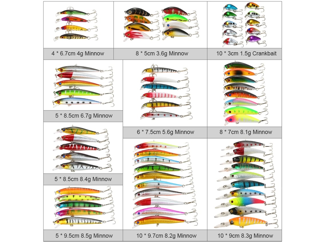 2026rebe-kit De 71 Señuelos Mixtos Para Pesca: Minnow, Crankbaits, Señuelos Duros, Señuelos Artificiales Para Bass, Carpa Y Pesca De Tackle