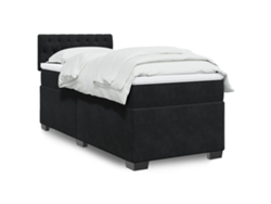Cama Box Spring Con Colchón Terciopelo Negro 100x200 Cm