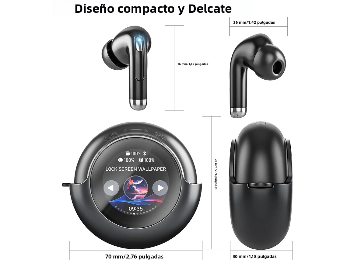 Auriculares Inalámbricos Bluetooth 5.4, Pantalla Táctil, Batería De 40 Horas De Duración, Micrófono, Resistentes Al Agua.