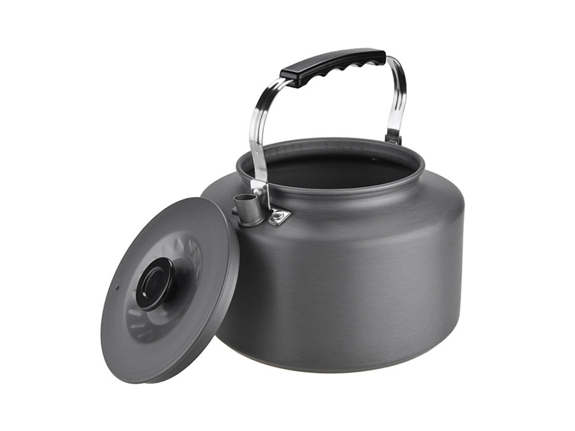 Hervidor De Camping Para Fuego Abierto De 2 L + 4 Tazas De Acero Inoxidable De 360 Ml Con Tapas Resistentes Al Calor Y Bolsa De Transporte.