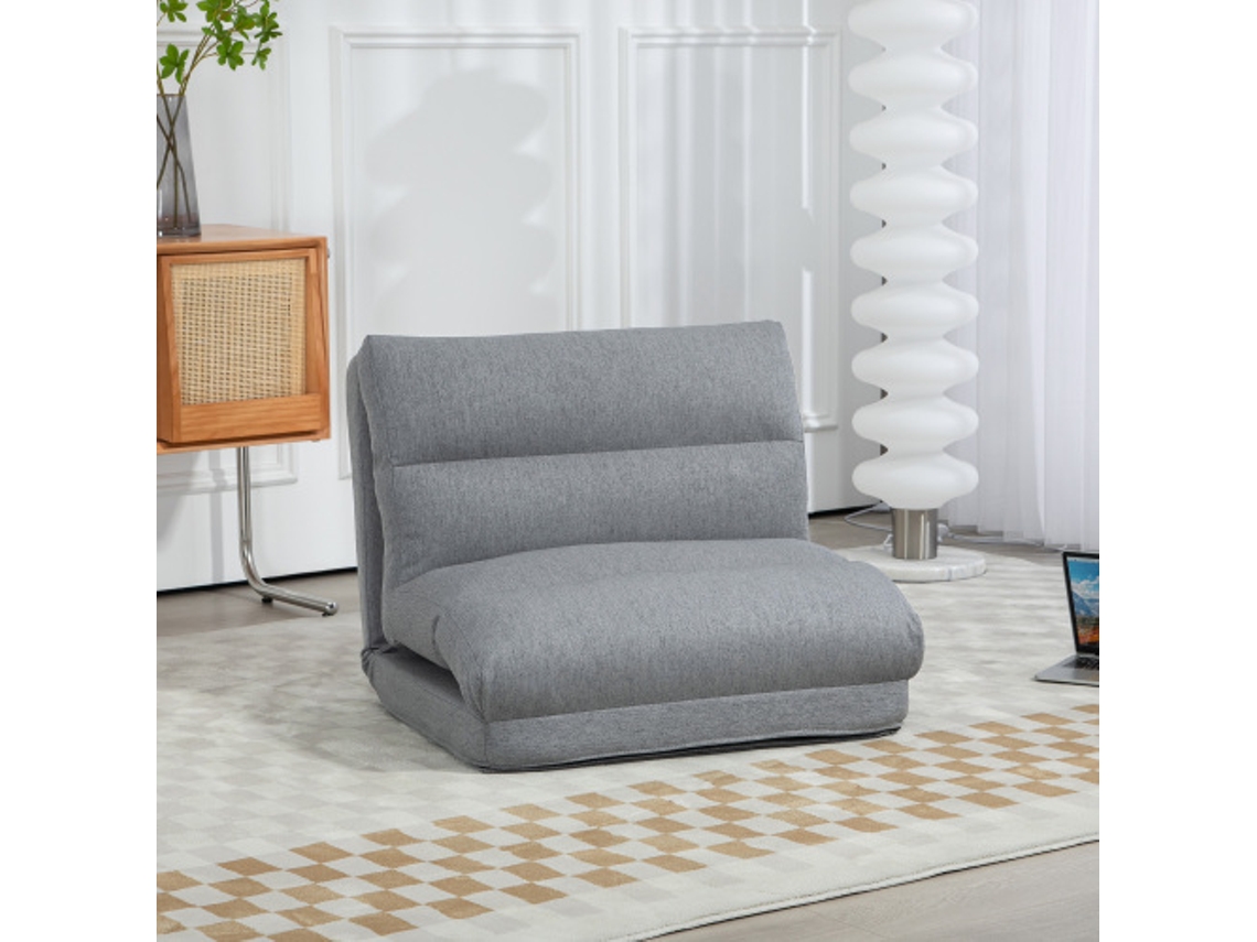Silla de suelo plegable, respaldo ajustable en 6 posiciones, cojín grueso, 70 x 41 x 56 cm, gris. Tienda BAGOLY