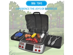 Juego De Barbacoa Con Sonido De Chisporroteo, Humo Y Luz - 19 Piezas - Juguete De Cocina Para Niños - Regalo De Cumpleaños