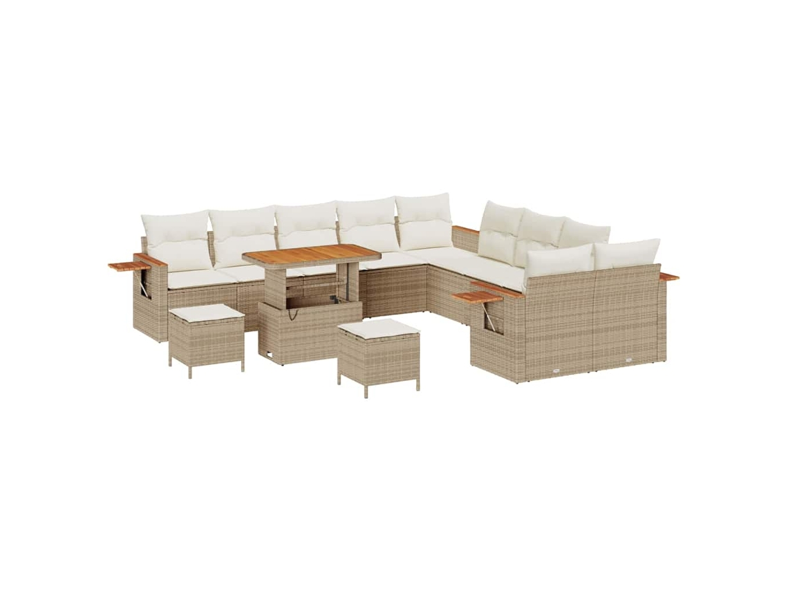 Maison Exclusive - Juego de sofás de jardín de mimbre beige y crema de 17 piezas