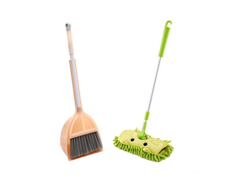 Escoba de Cocina, Utensilios En Miniatura, Trapeadores de Juego, Limpieza de Suelos Marrón Y Verde