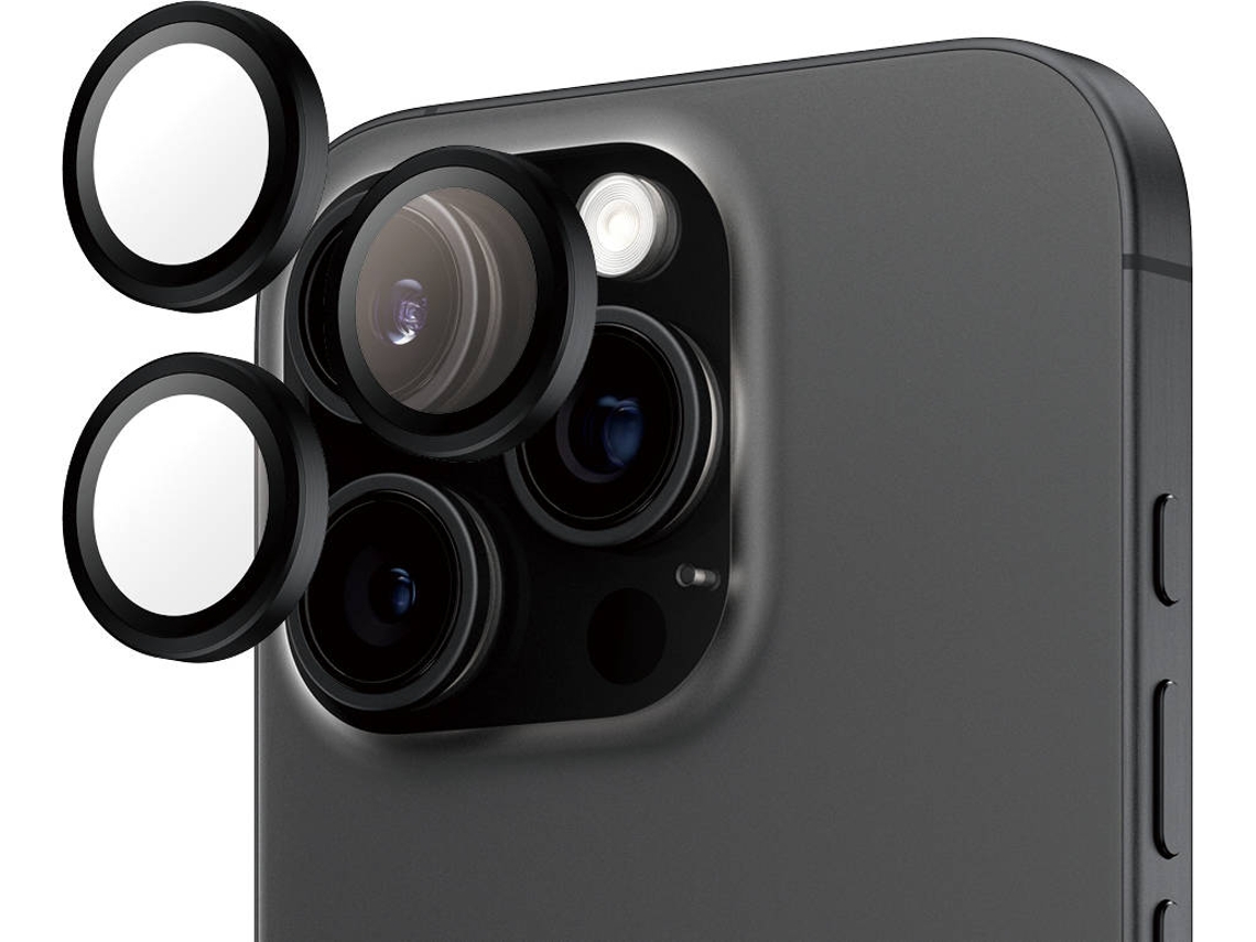 Protector de lente de cámara PANZERGLASS Hoops para iPhone 16 Pro / Pro Max 2024 de 6,3'' Pro / 6,9'' Pro Max (Negro)