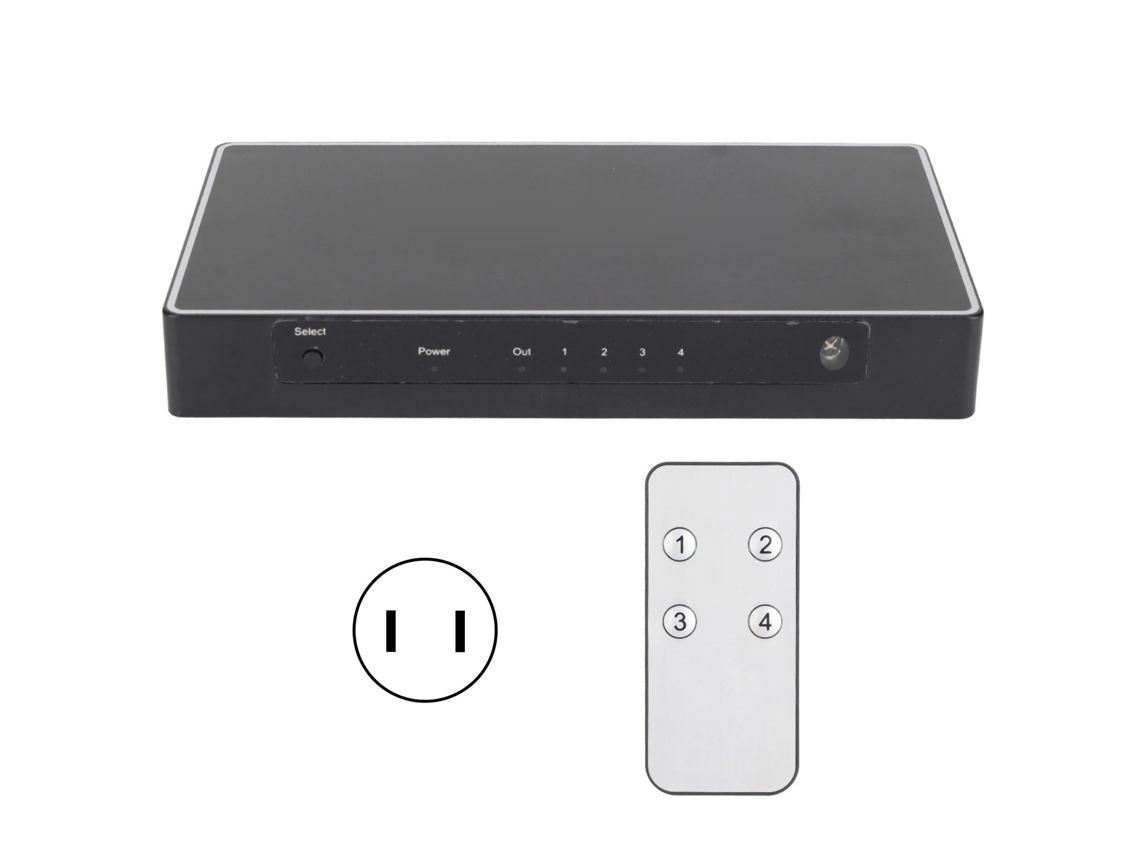Conmutador Hdmi 4k 60hz 4 Entradas 1 Salida 2.0v 6gbps Plug And Play Control Remoto Ee. Uu.