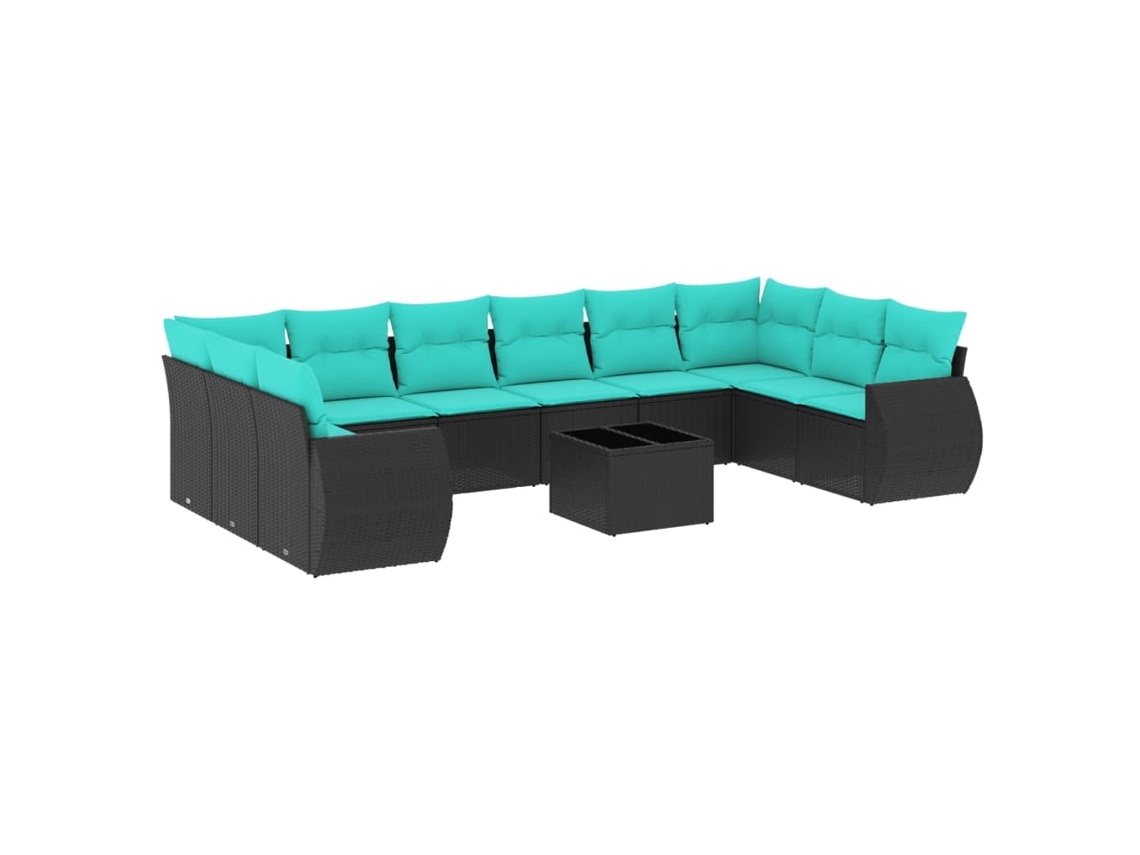 Maison Exclusive - Conjunto De Sofá De Jardín De 11 Piezas Con Cojines, De Poliratán Negro