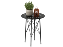 Mesa de bistró redonda de acero con diseño floral negro