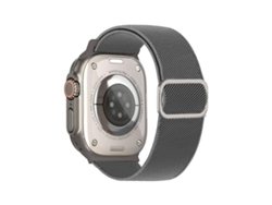 Bracelete Para Apple Watch 46/49/45/44mm - Nylon Elástico Com Fivela Em D E Listras Diagonais Azul Acinzentado