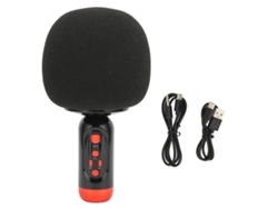 Microfone Bluetooth Sem Fio Recarregável Com Luz Led Para Karaokê Festa Carro Pc Celular Preto