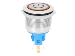 2 Piezas Botón De Reset De Acero Inoxidable 22mm Ip65 Dc12-24v Botón De Pulsación 6 Pines Naranja