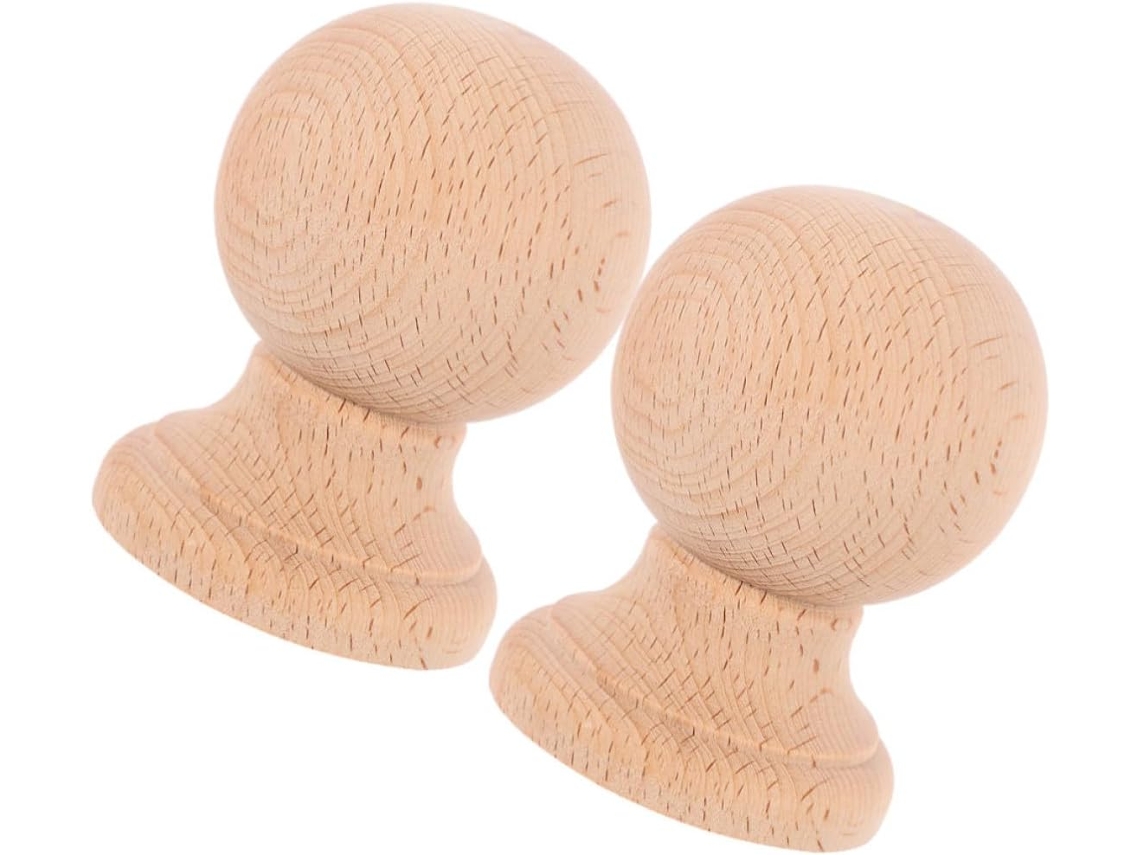 Remates esféricos elegantes de madera con acabado delicado, juego de 2 piezas, muebles de madera maciza para escaleras, decoración, GOKOCO