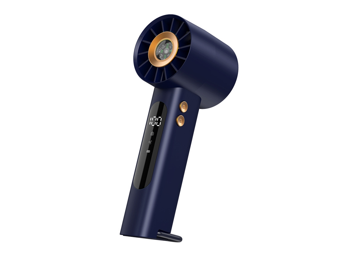 Ventilador turbo compacto Chrui de 1800 mAh con pantalla digital y brújula (azul)