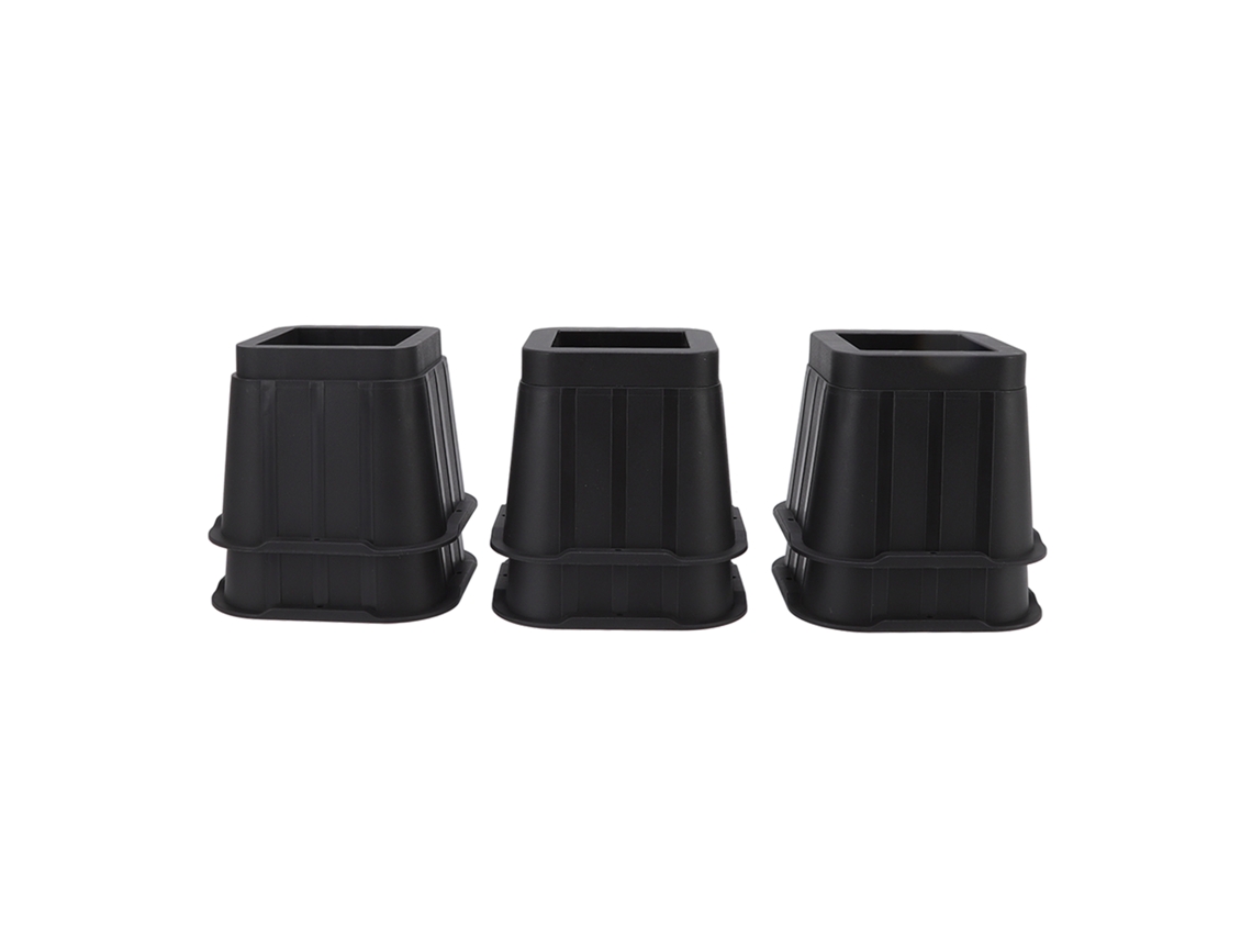 6 Elevadores De Muebles De Goma Negra Antideslizantes, Cuadrados De 10 Cm (4 Pulgadas), Para Sofá, Cama, Mesa Y Sala De Estar.