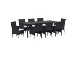 Maison Exclusive - Conjunto De Comedor De Jardín 9 Pcs Negro Ratán Sintético