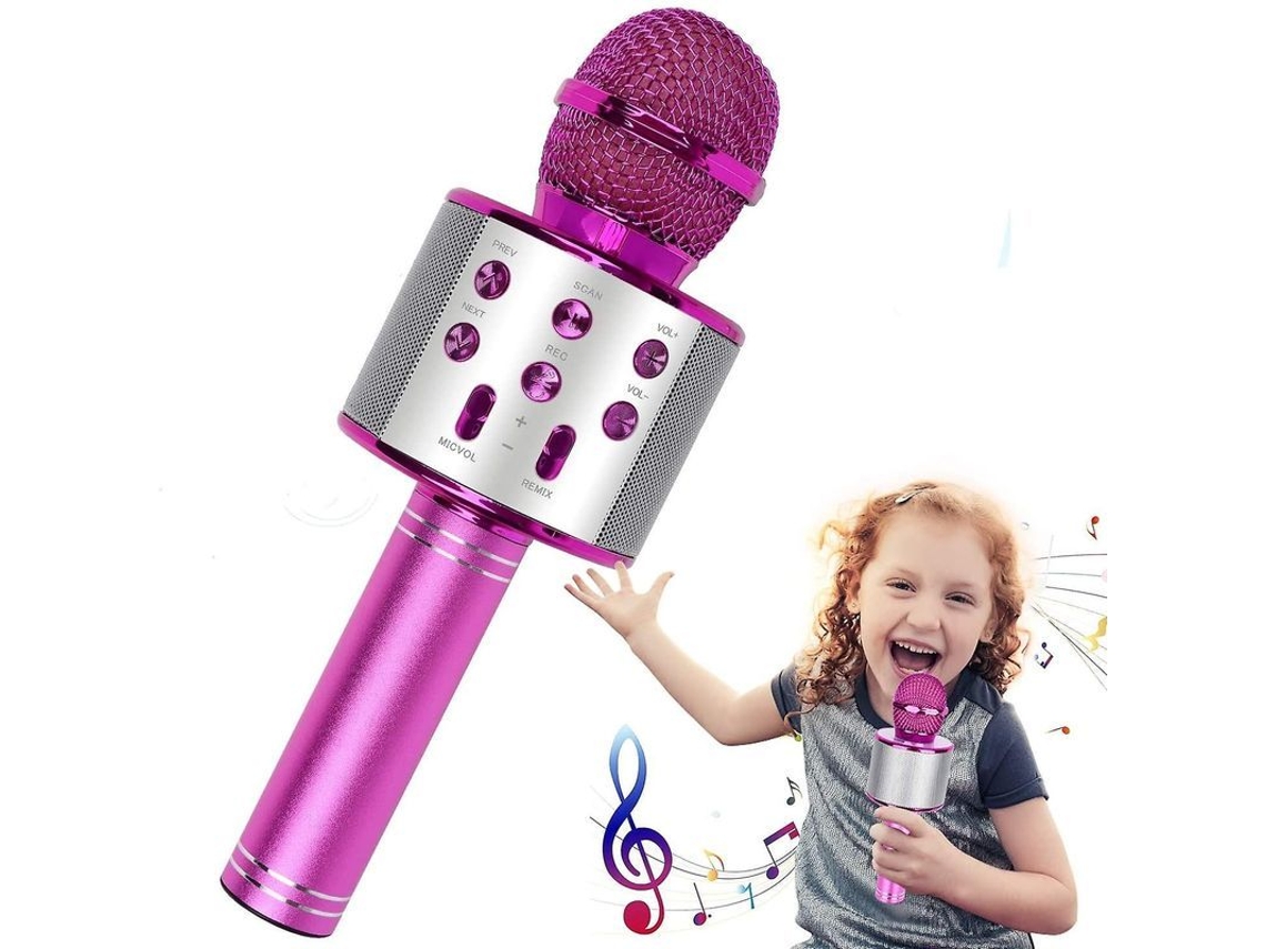 Micrófono De Karaoke Inalámbrico Bluetooth Para Niños, Portátil, 4 En 1, De Mano, Con Conexión De Aluminio.