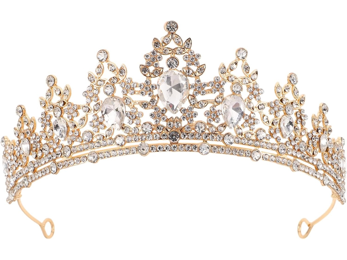 Corona De Cabello Doradoe En Strass Pour Mujers Y Filles, Serrage-tête Scintillante Légère,