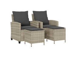 Conjunto de sofá de jardín de 4 piezas con cojines, mimbre gris claro, MAISON EXCLUSIVE