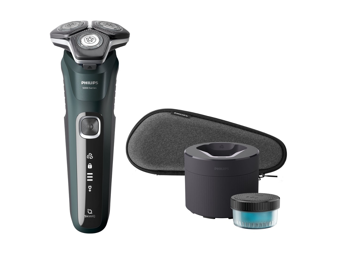 Afeitadora rotativa Shaver Series 5000 S5884/50 para hombre, recortadora, negra y verde, Philips