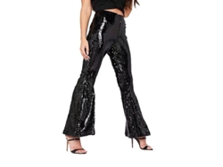 Fasst-leggings Metálicos Brillantes De Pierna Ancha Para Mujer, Pantalones Sexy De Cintura Alta Campana