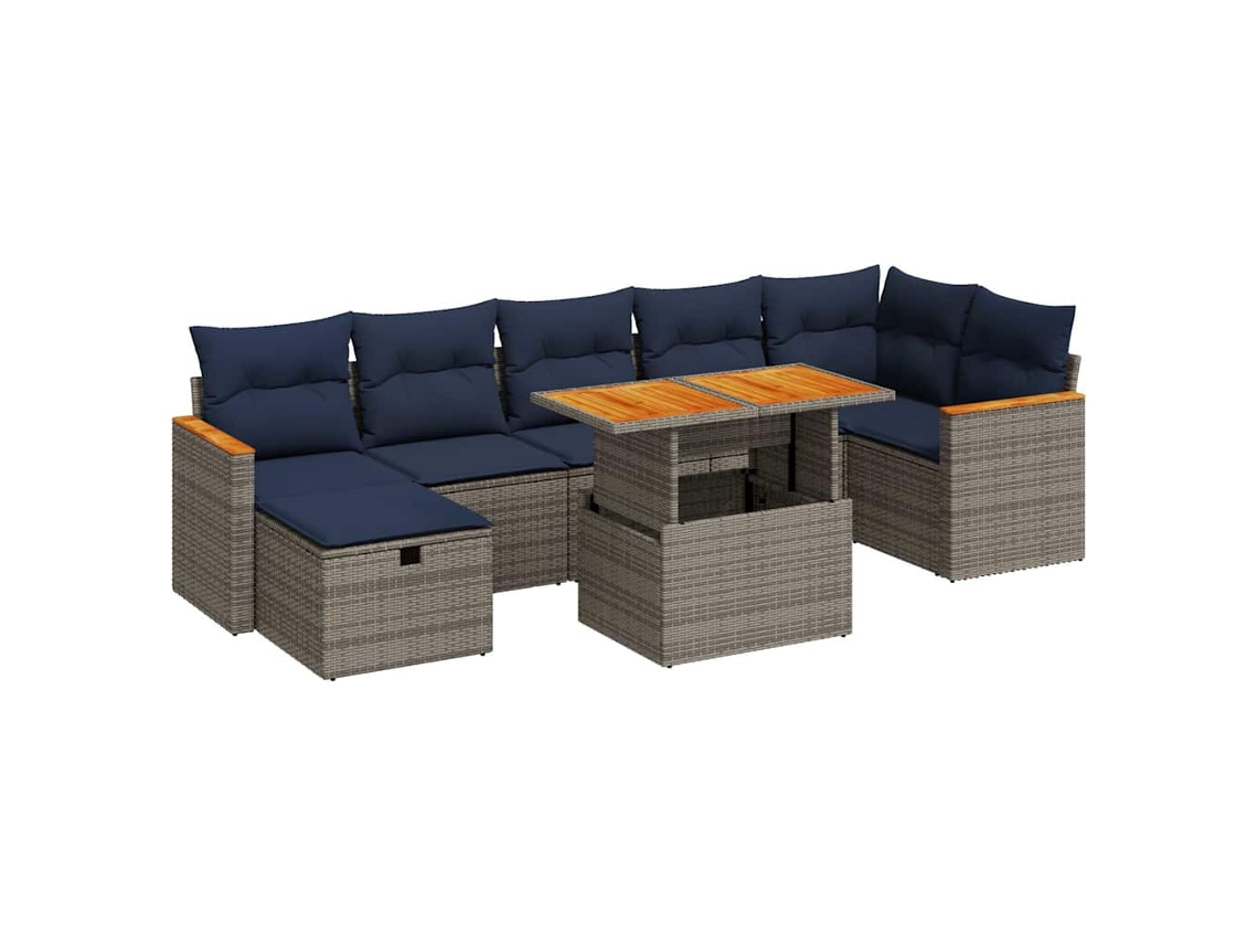 Conjunto de 8 sofás de jardín con cojines de mimbre/gris acacia MAISON EXCLUSIVE (8 piezas)