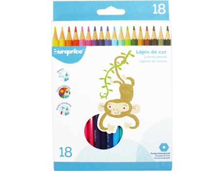 Pack 18 Lápices de Color EUROPRICE Hexagonal