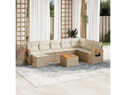 Conjunto de 9 sofás de jardín con cojines de mimbre beige de Dkd Home Decor