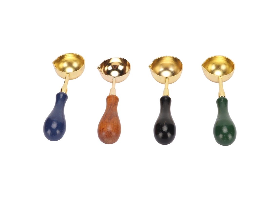 4 Cucharas Vintage Para Derretir Cera Con Mango De Madera, Elegantes Cucharas Para Sellar Cera, Ideales Para Manualidades, Regalos Y Embalajes.