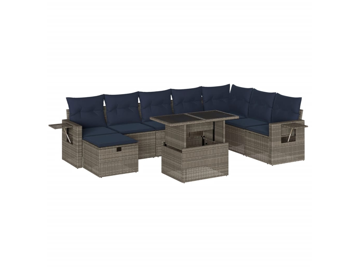 Maison Exclusive - Conjunto De Sofá De Jardín De 9 Piezas Con Cojines, Poliratán Gris