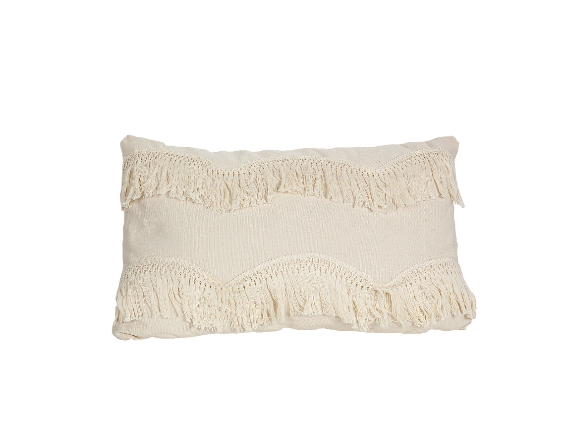 Cojín ROMIMEX Blanco Con flecos 30 x 10 x 50 cm