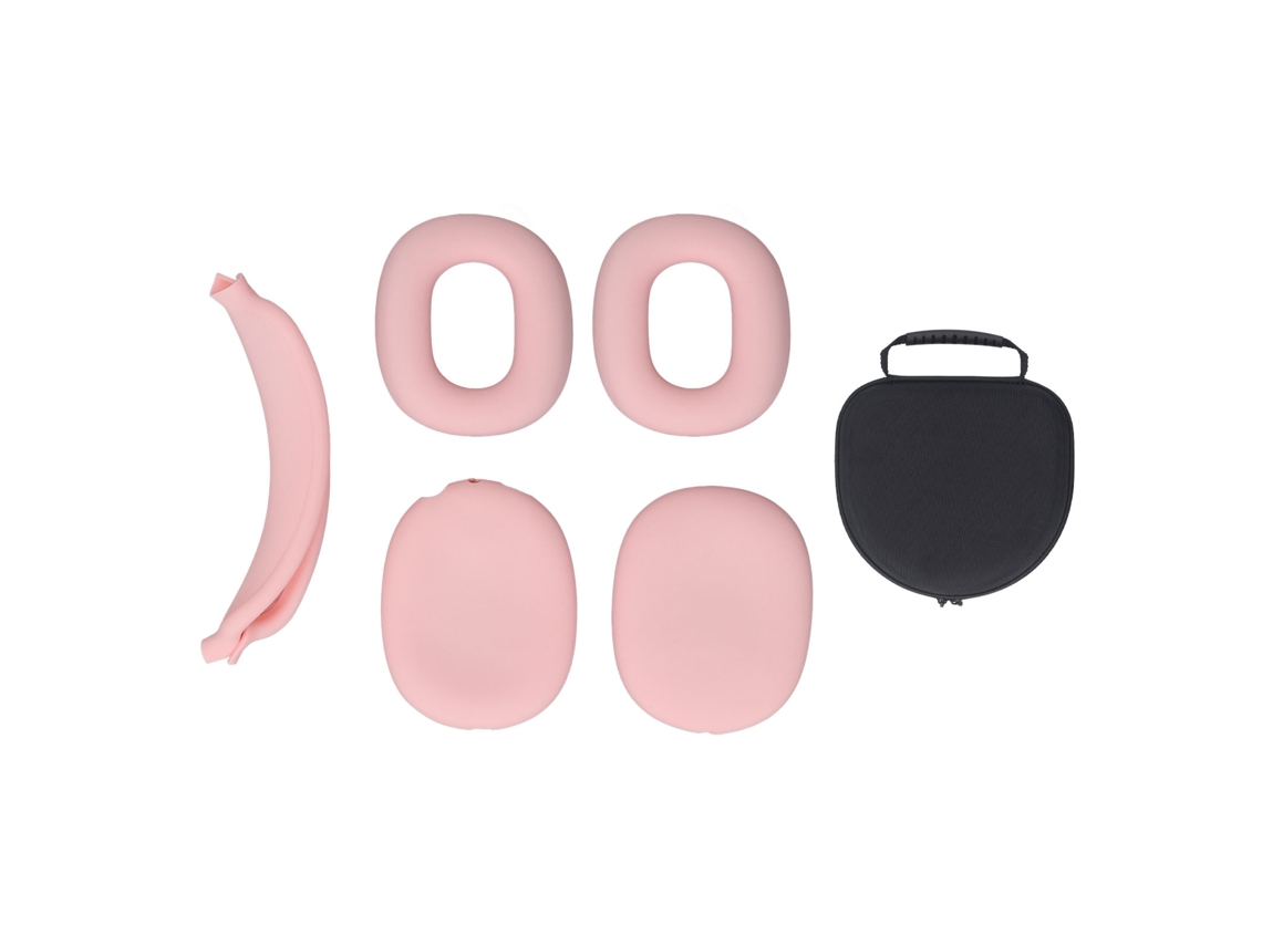 Estojo Rigido Para Fones De Ouvido Com Capa De Silicone Para Almofadas E Bandana Eva Leve Rosa Com Função Auto Wake Sleep