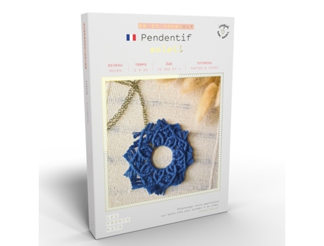 Joyas Macramé - Colgante sol azul grande