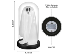 Decoración de Halloween, fantasma iluminado en campana de cristal, luces LED hechas a mano, luz nocturna fantasma para fiestas temáticas de miedo y decoración del hogar.