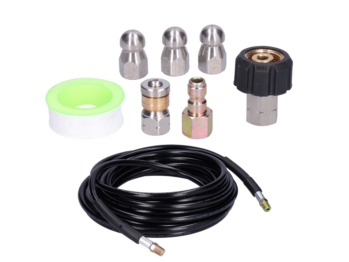 Kit De Limpieza De Cañerías Para Lavadora De Presión Con Manguera 10m