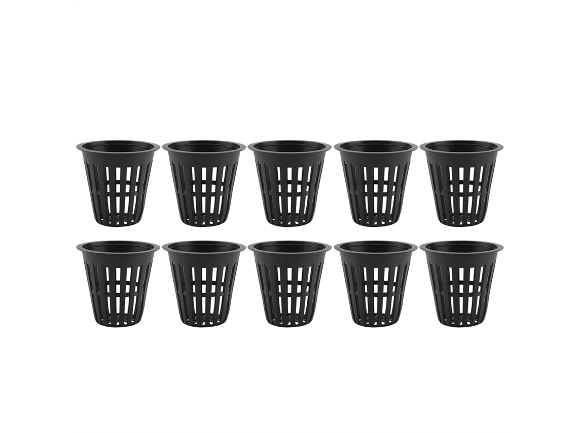 10 Cestas Hidropónicas De Plástico Seguras Y Duraderas Para Cultivo En Jardín Y Balcón - Negro