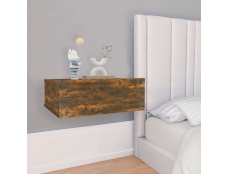 MAISON EXCLUSIVE Mesita de noche flotante madera roble ahumado 40x30x15 cm