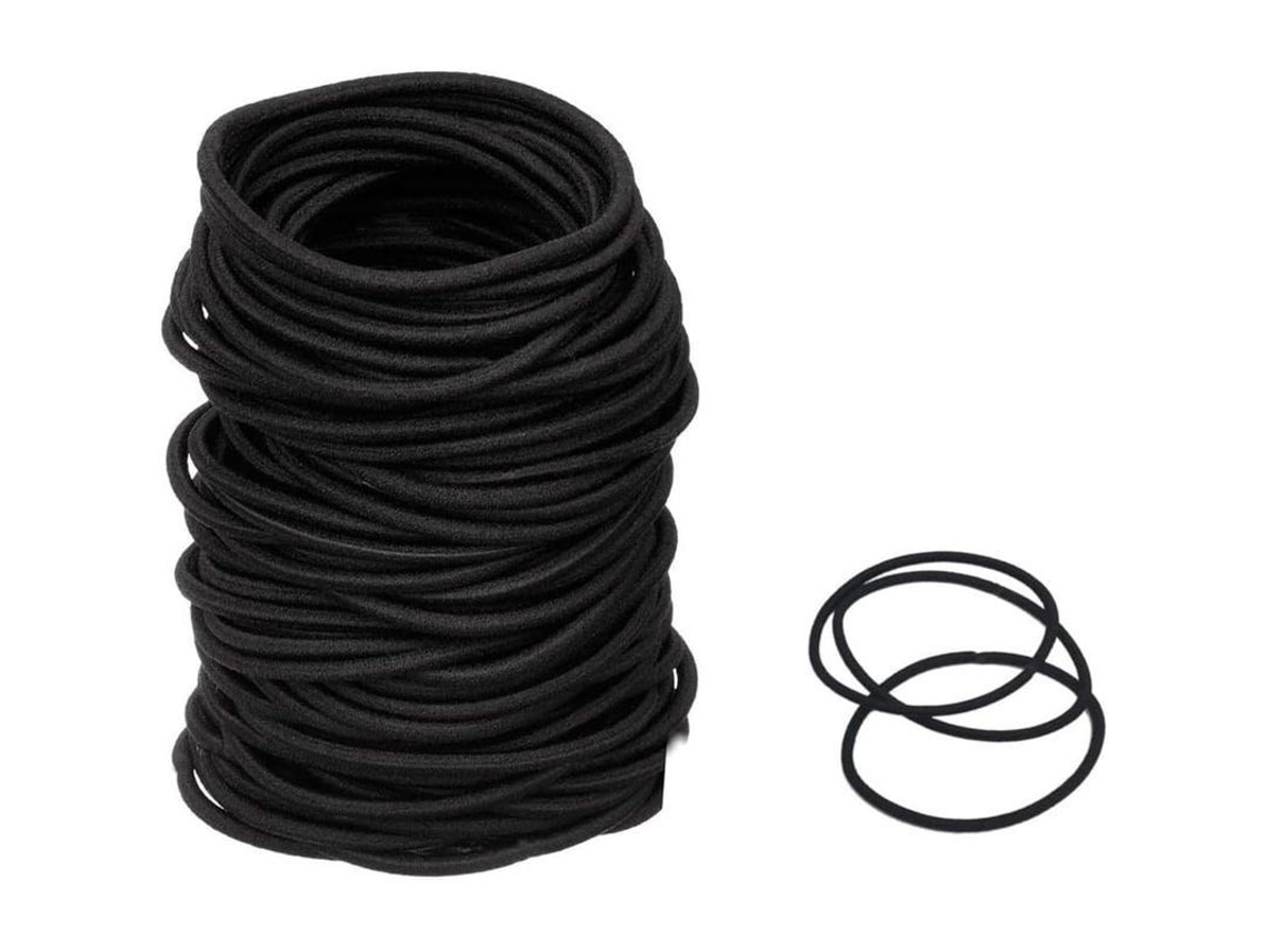 100 Gomas Para El Cabello De 2 Mm De Grosor, Sin Metal, Color Negro.