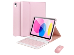 Funda con teclado Bluetooth Fwinl para Apple iPad Air 11 con compartimento para lápiz y ratón, rosa portugués (2025/2024)