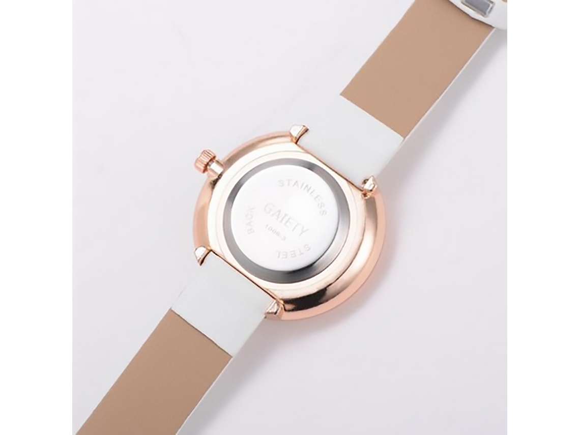 Reloj De Pulsera De Moda Para Mujer Gaiety Con Correa De Pu, Movimiento De Cuarzo Analógico, Blanco.