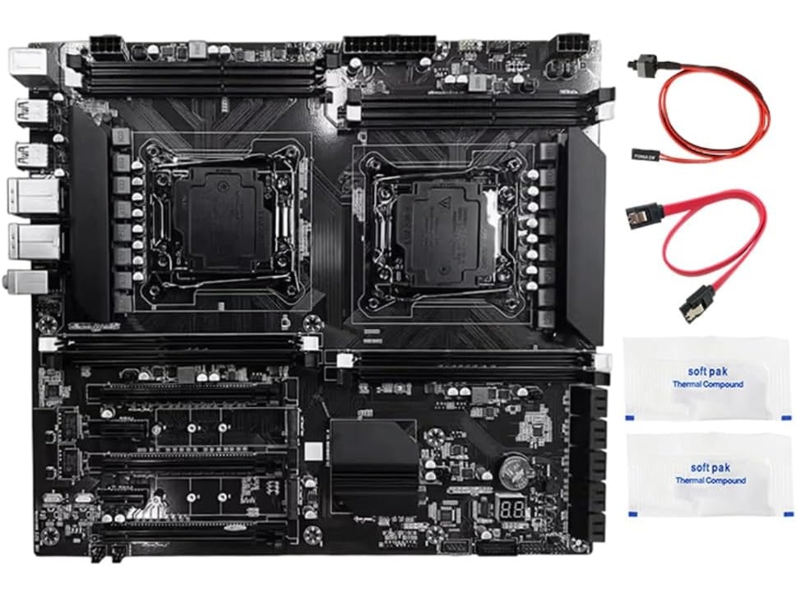 Placa Base X99 Con Doble Zócalo Lga2011, 3 Puertos Ethernet, Compatible Con Kit De Memoria Ram Ddr3 De 8 Módulos.