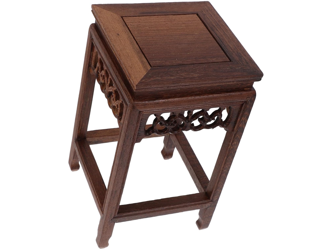Soporte para plantas de madera marrón, pedestal estable, agradable al tacto, ideal para el salón y el balcón.