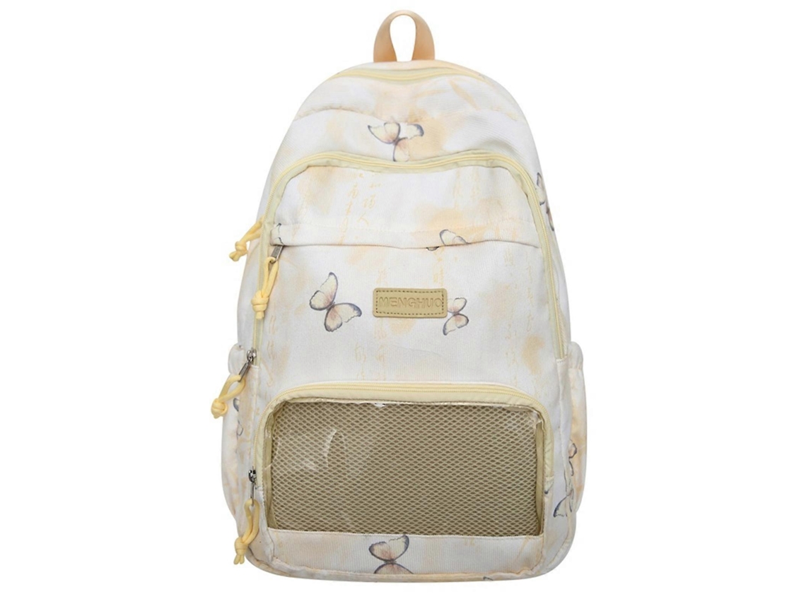 Mochila moderna con lazo, ideal para el colegio, viajes y uso diario. Gran capacidad, amarilla.