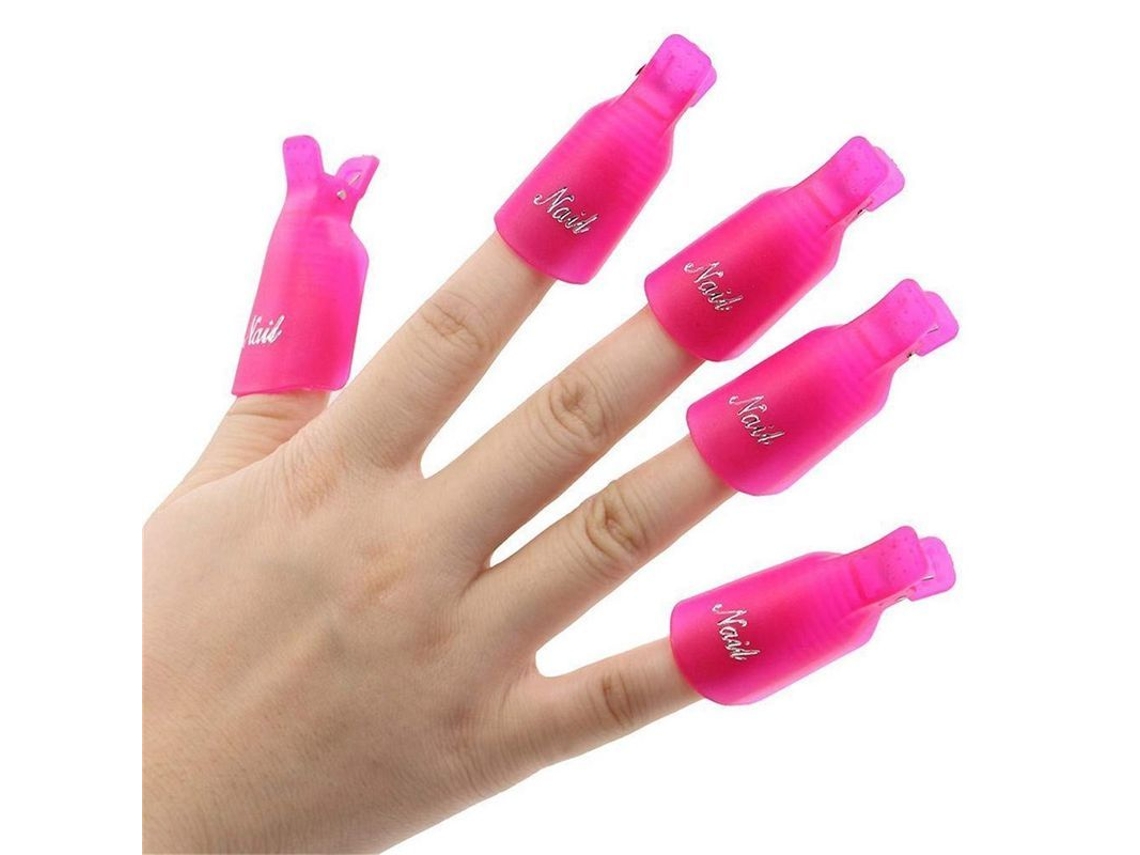 Kit De 10 Pinzas Para Retirar Esmalte De Uñas De Gel Uv Y Acrílico Con Tapa De Plástico.