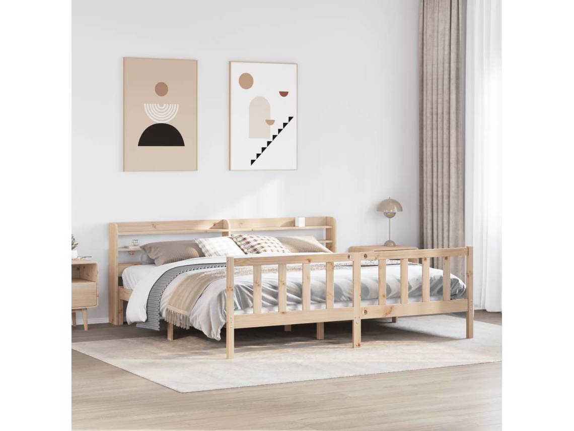 Estructura De Cama Sin Colchón Madera Maciza De Pino 180x200 Cm