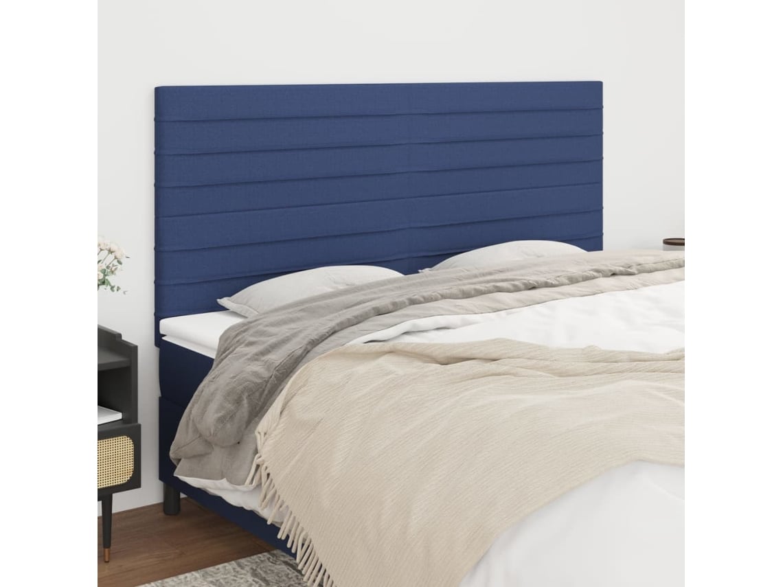 Cabeceros 4 Unidades De Tela Azul 90x5x78/88 Cm