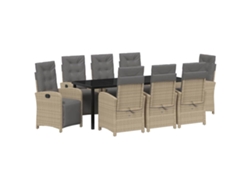 Maison Exclusive - Conjunto De Comedor De Jardín 9 Pcs Beige Ratán Sintético