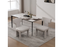 Juego De 2 Sillones Modernos De Chenilla Con Patas De Madera De Caucho Color Beige.