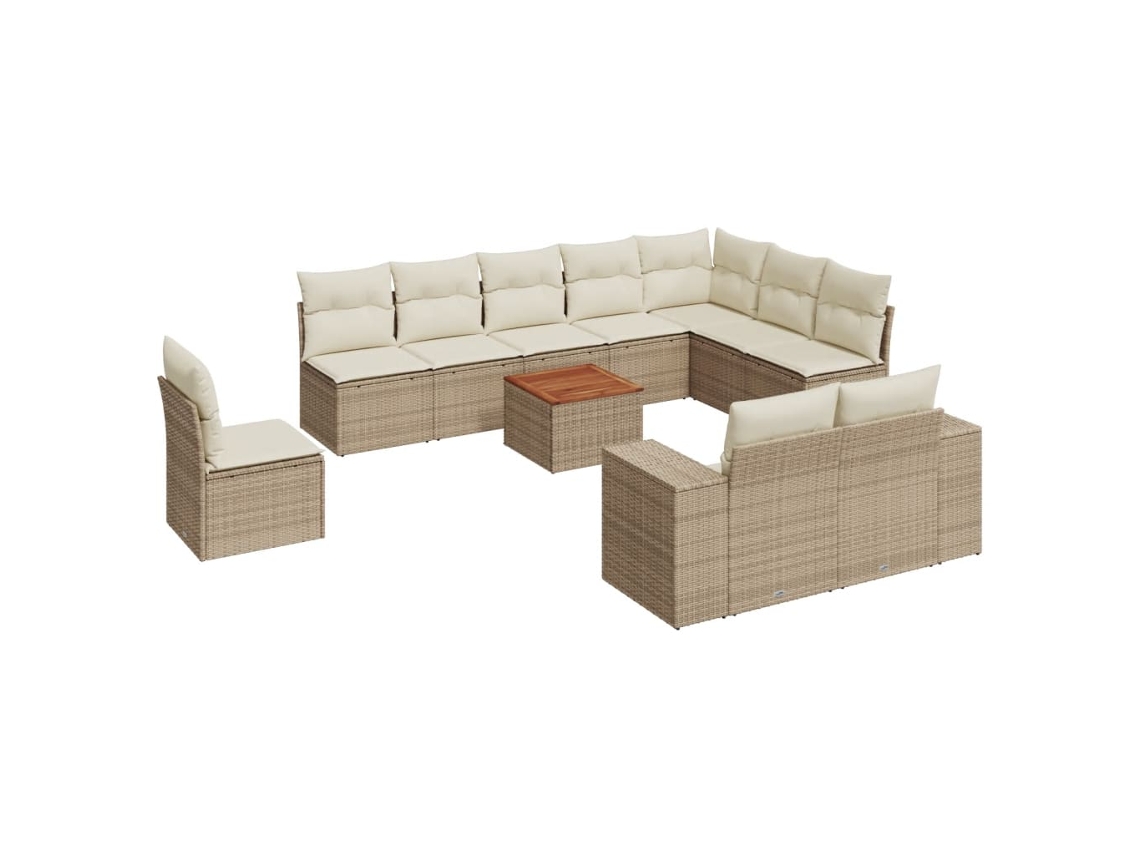 Conjunto 11 de sofás de jardín VIDAXL con cojines ratán sintético beige