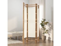 Biombo Plegable De 3 Paneles Bambú Y Lona 120 Cm