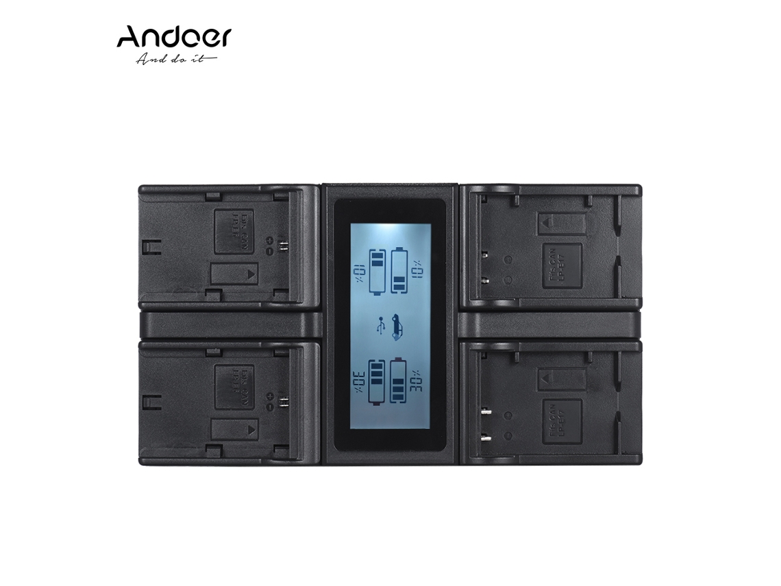 Cargador De Baterías Digital 4 Canales Lcd Para Canon Lp-e6 Lp-e6n Lp-e17 5diii 80d 70d Rebel T6i M5 M6